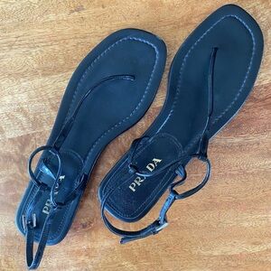 Prada vintage black patent leather sandals